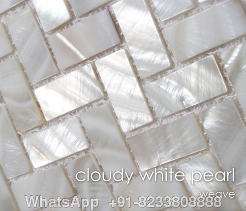 Cloudy White Mother Of Pearl Tile Weave