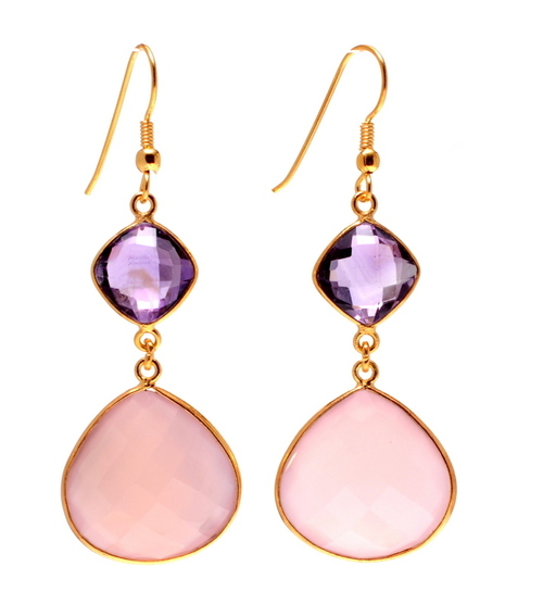 Hydro Amethyst Gemstone Earring- Vermeil Gold