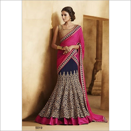 ONLINE CHANIYA CHOLI - Silk Velvet, Size S-XL, 54 Inches, Pink | Floral Embroidery, Stylish Design, Comfortable Fit, Elegant Look