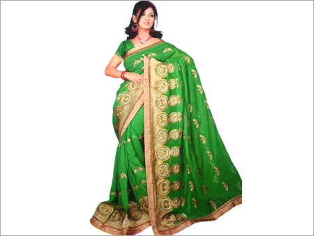 60GM Green Work Saree