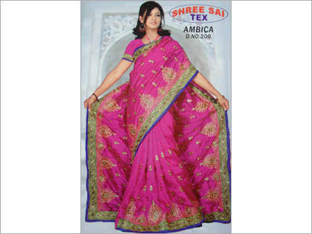 Satin Work Saree