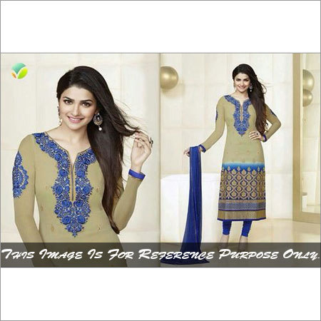 Cream Designer Suit - Semi Georget Fabric, Beige, Dupatta Included | Embroidered Pattern, Elegant Design, Comfortable Fit