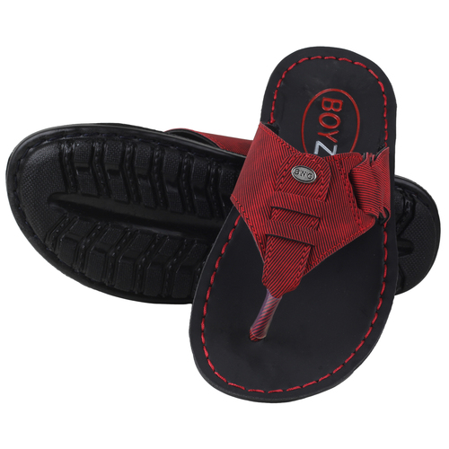 PU Men's Slippers - PU Leather, Multiple Sizes, Red | Slip-On, Lightweight, Durable, Stylish Rubber Sole
