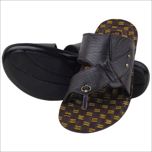 PU Men's Slippers - PU Leather, Multiple Sizes, Black | Durable, Comfortable, Soft, Stylish, Breathable Rubber Sole