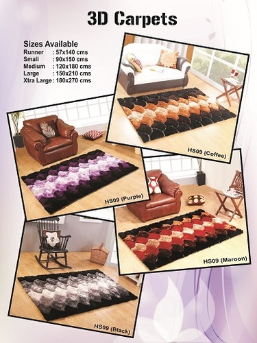 3D Soft Polyester Shaggy Carpets