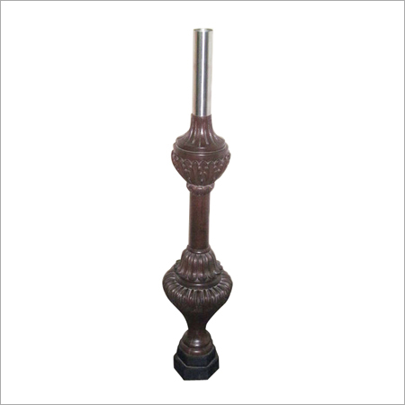 Stainless Steel Items - Stainless Steel & Wood, 6-Inch Diameter Circular Base, Polished Finish, Intricate Carving, Rustic Traditional Style