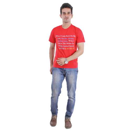 TC0017M - Cotton, Medium, Red | Soft Fabric, Stylish Design, Comfortable Fit, Durable Material, Round Neck, Printed Tee