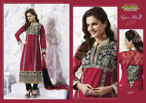 Red with Border - Pure Cotton, Floor Length, Burgundy | Embroidered, Elegant Design, Comfortable Fit, Durable Fabric