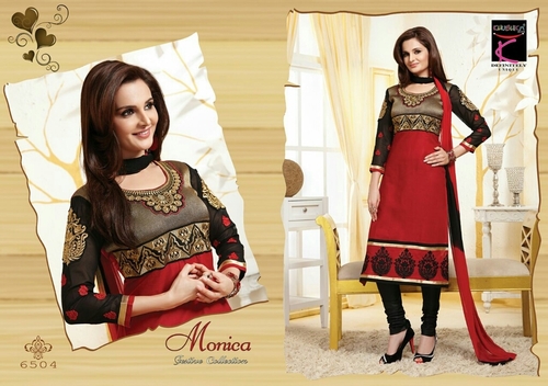 Red suit with design