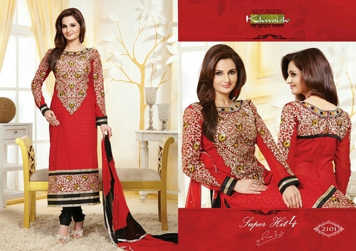 Red with Sleeve neck work
