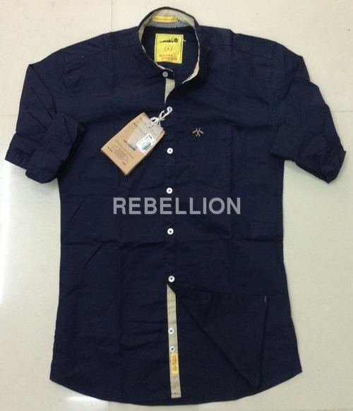 Shirts - Cotton, M-XXL, Navy Blue | Mandarin Collar, Soft Fabric, Stylish Design, Comfortable Fit
