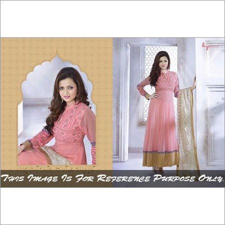 Pink net anarkali