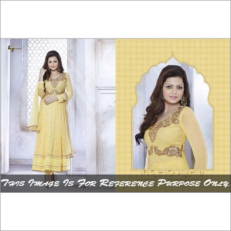 Yellow Neck work anarkali