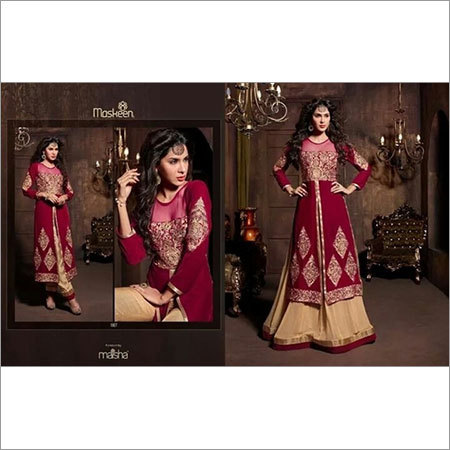 Pink Velvet and Work - Velvet & Net, Maroon with Gold Embroidery, Luxurious Elegant Suit Set