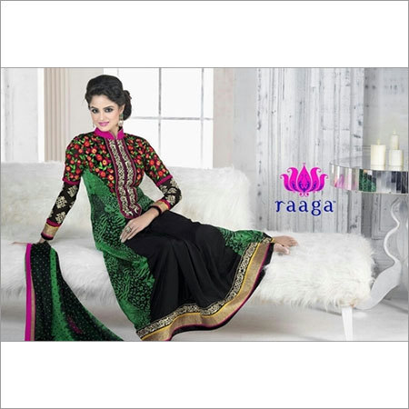 Heavy Top Work - Silk Blend, 54 Inches, Black | Elegant Floral Embroidery, French Crap, Neck Work, High Neck, Long Sleeves