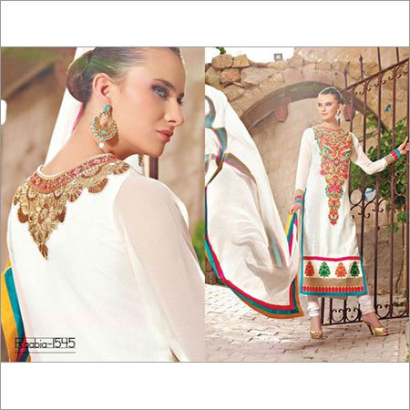 White with heavy neck work