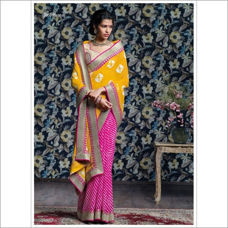 Leheriya & shibori print saree