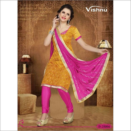 Yellow chanderi suit