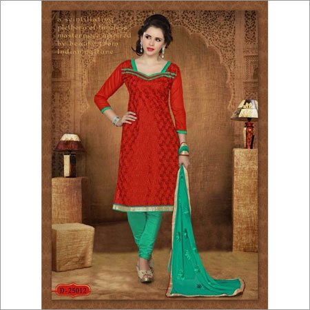 Red chanderi suit