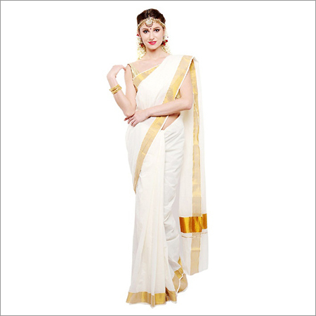 Haathra White Kasavu Saree