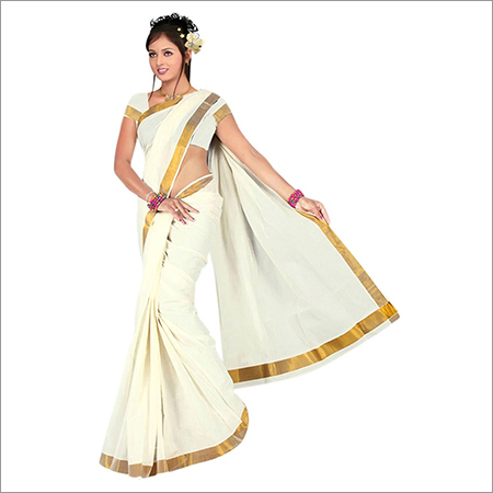 White Jacquard Kerala Saree