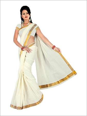 Traditional Kerala Kasavu Cotton Saree