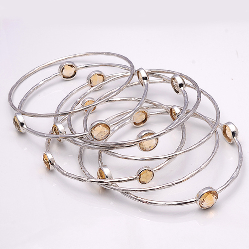 925 Sterling Silver Golden Topaz Bangale\ Bracelate