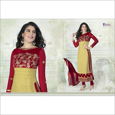 Cream and red suit