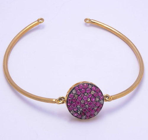 925 sterling silver ruby gemstone bangale\ bracelate