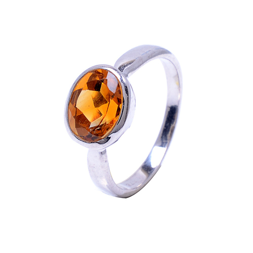 Sterling Silver Golden Topaz Gemstone Ring