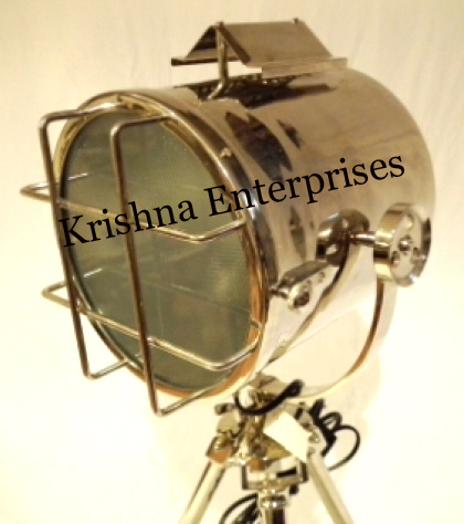 Floor Vintage Spot Light - Polished Metal, Variable Size, Silver | Vintage Style, Collectible, Nautical Indoor Lighting