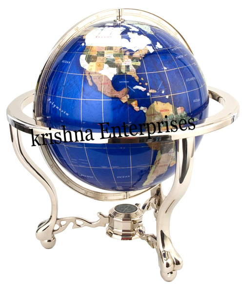 DeskTop Brass Globe - Nickel Plated Brass, 10-12 Inch, Claw Feet Stand | Handcrafted, Decorative, Collectible, Home Office Decor
