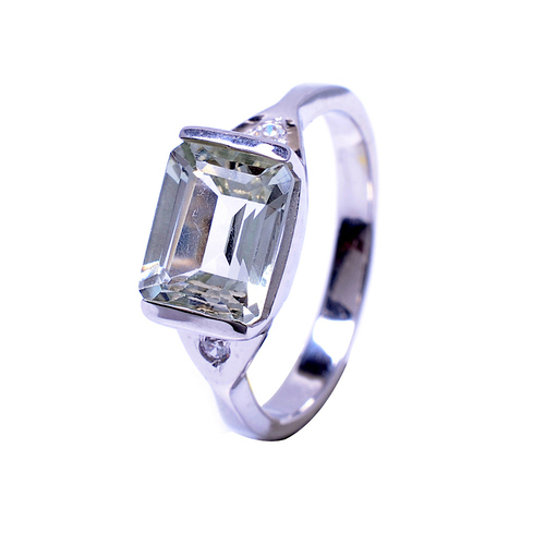 925 Sterling Silver White Topaz Gemstone Ring