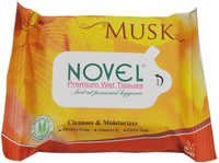 Musk Wet Tissues 25's - Cotton Material, 76.2-127 Mm Length, 0-1 Mm Width | Skin Friendly, Softness, Fine Finish For Home, Office & Travel