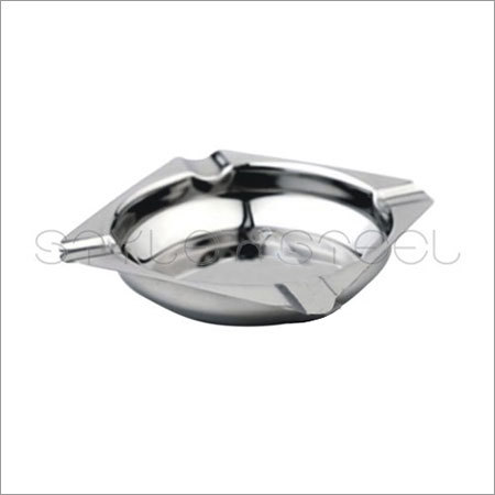 Square Ash Tray - Stainless Steel, 11 cm, Silver | Durable Design, Easy Cleaning, Modern Style
