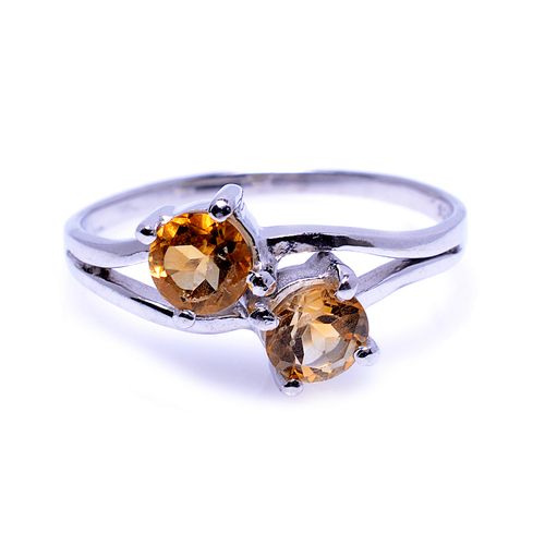 Citrine & Cubic Zirconia Gemstone Ring