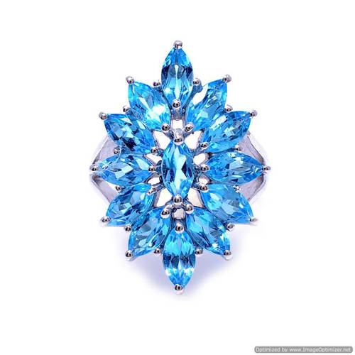 925 Sterlinhg Silver Blue Topaz Gemstone Ring