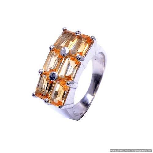 925 Sterling Silver Citrine Gemstone Ring