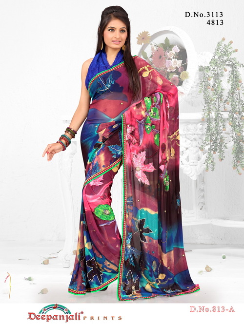 Colorful Work Saree