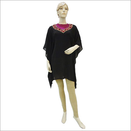 Western Tops - Rayon, Custom Size, Black | Embroidered, Soft Fabric, Elegant Design, Customizable Fit, Short Sleeve, Round Neck