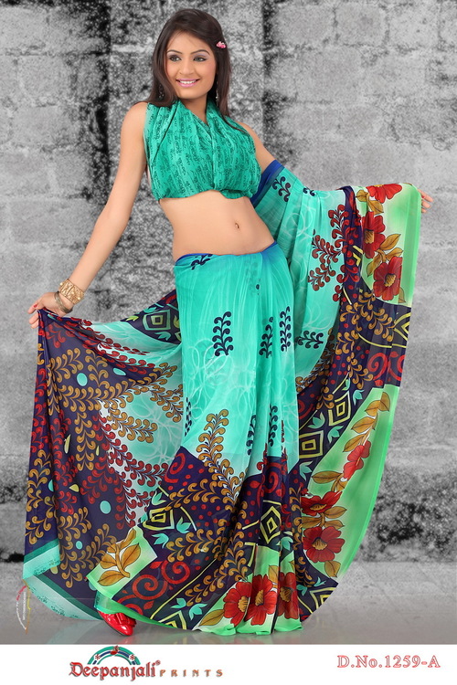 Blue Color Print Sarees