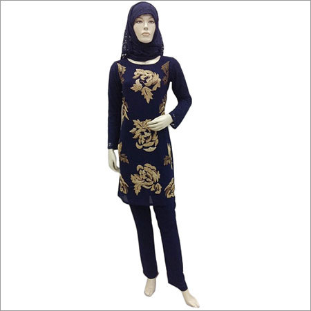 Western Tops - Custom Polyester, Knee-Length, Navy | Floral Print, Long Sleeves, Customizable Fit, Machine Washable