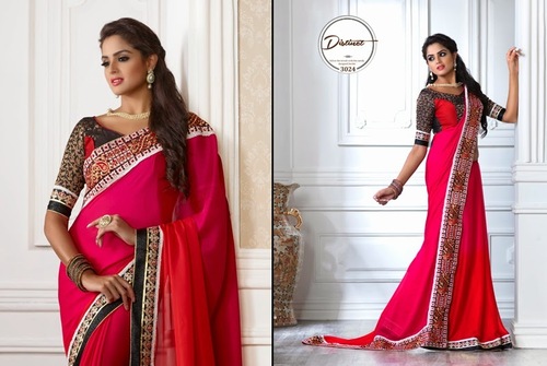 शिफॉन छायांकित साड़ी