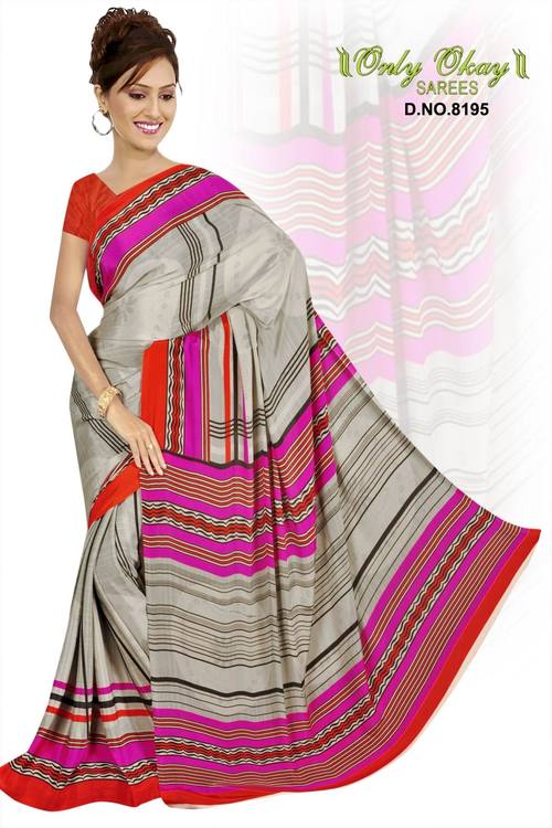 Crape Designs Printed Sarees