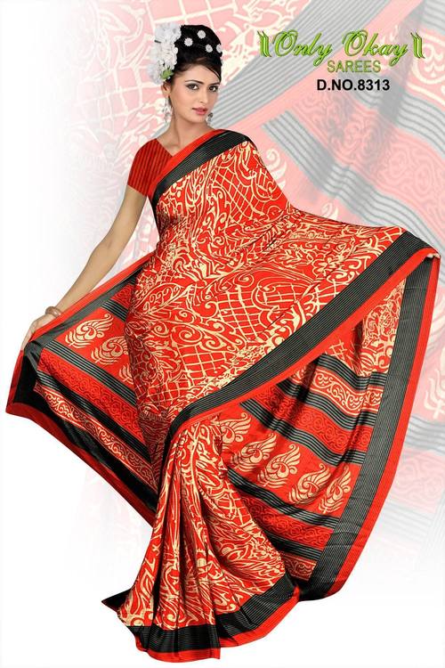 Crape Designs Printed Sarees