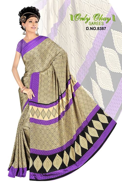 Crape designer printed sarees for women