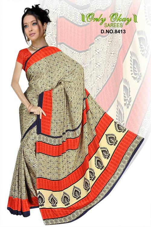 Crape Designs Printed Sarees