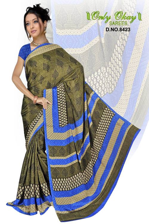 Printed Crape designer sarees maker
