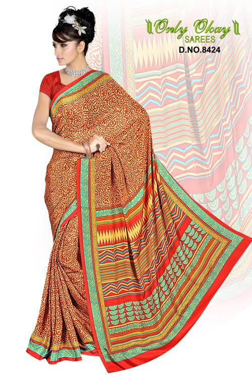 Printed Crape designer sarees maker