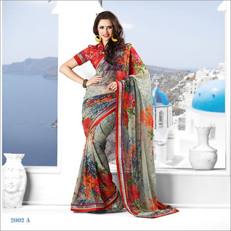 Printed Crape designing sarees online